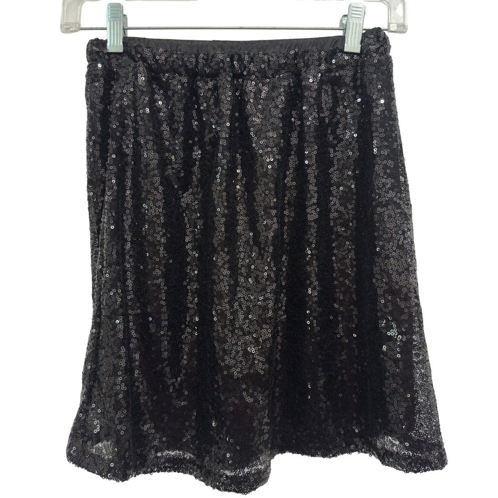 Noomelfish Sequin Mini Skirt Mcbling Black Mesh Party Elastic Waist XL (ck meas)